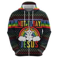 LGBT Not Today Jesus Hoodie Rainbow Christmas DT04 - Wonder Print Shop