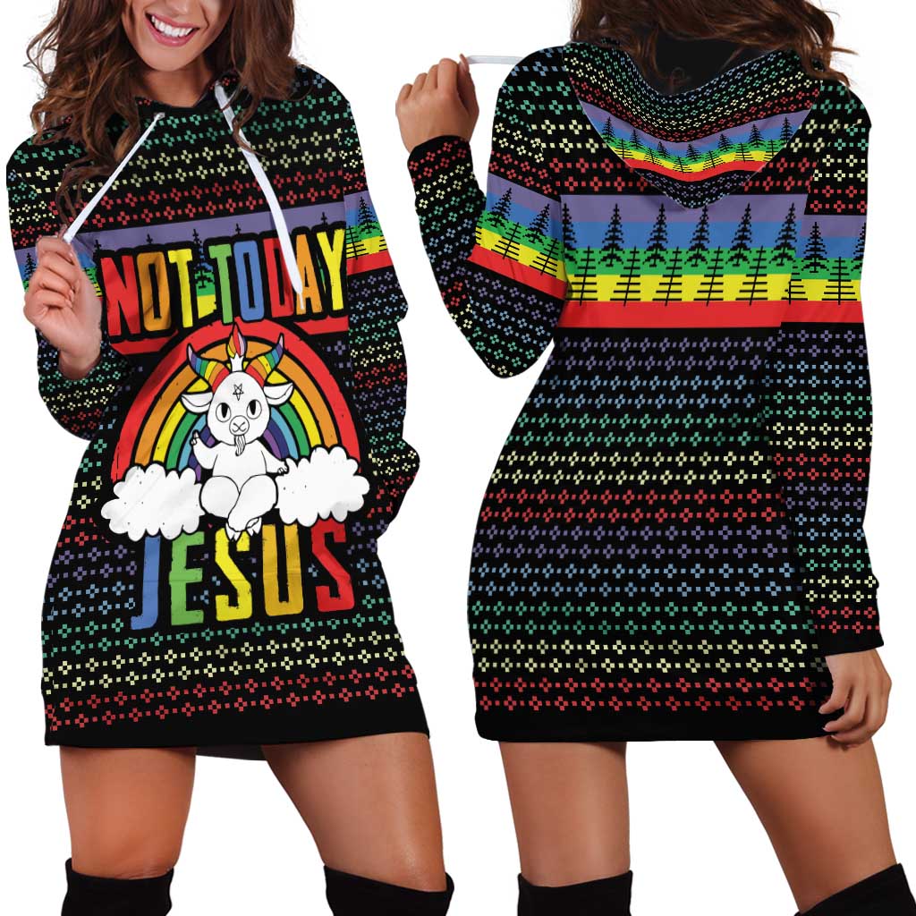 LGBT Not Today Jesus Hoodie Dress Rainbow Christmas DT04 - Wonder Print Shop