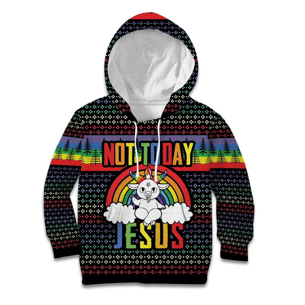 LGBT Not Today Jesus Kid Hoodie Rainbow Christmas DT04 - Wonder Print Shop