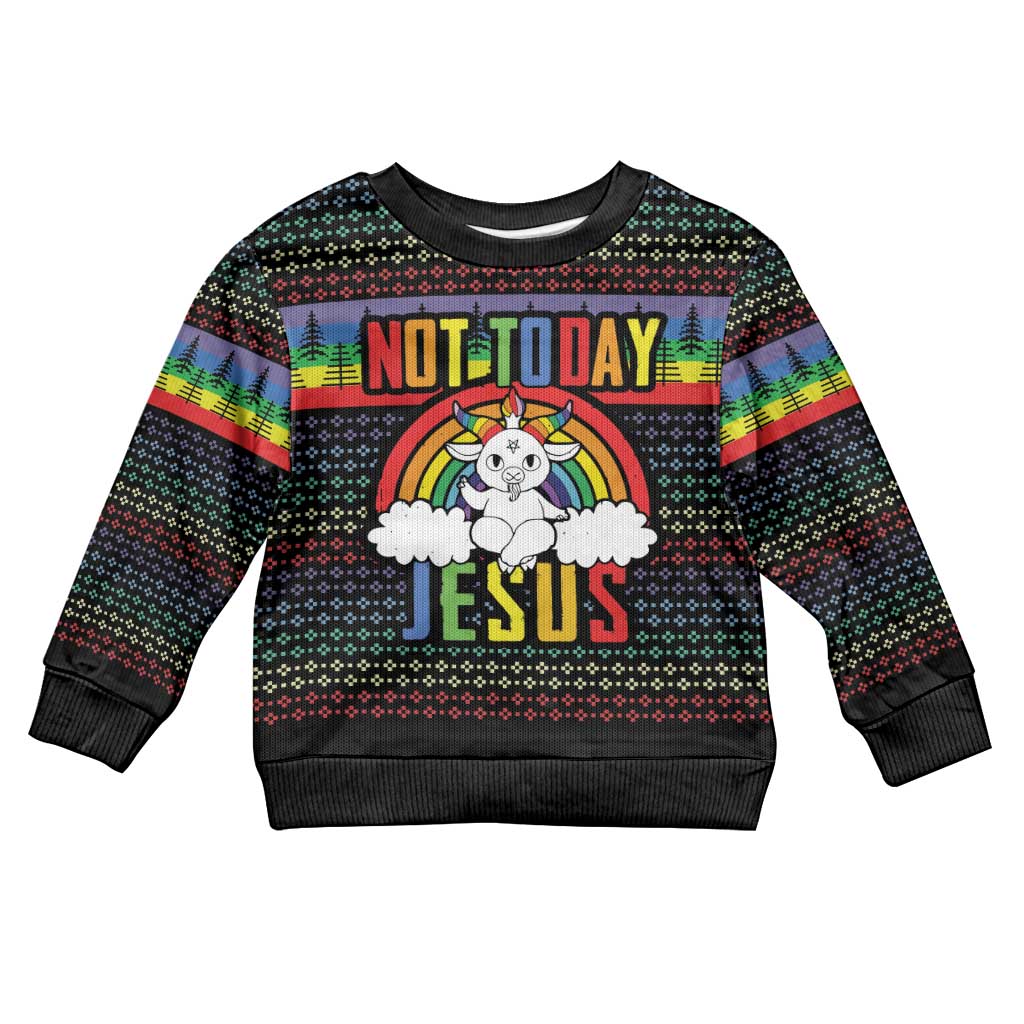 LGBT Not Today Jesus Kid Ugly Christmas Sweater Rainbow Christmas DT04 - Wonder Print Shop