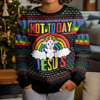 LGBT Not Today Jesus Kid Ugly Christmas Sweater Rainbow Christmas DT04 - Wonder Print Shop