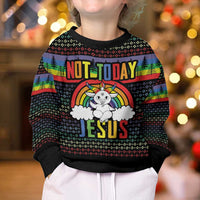 LGBT Not Today Jesus Kid Ugly Christmas Sweater Rainbow Christmas DT04 - Wonder Print Shop