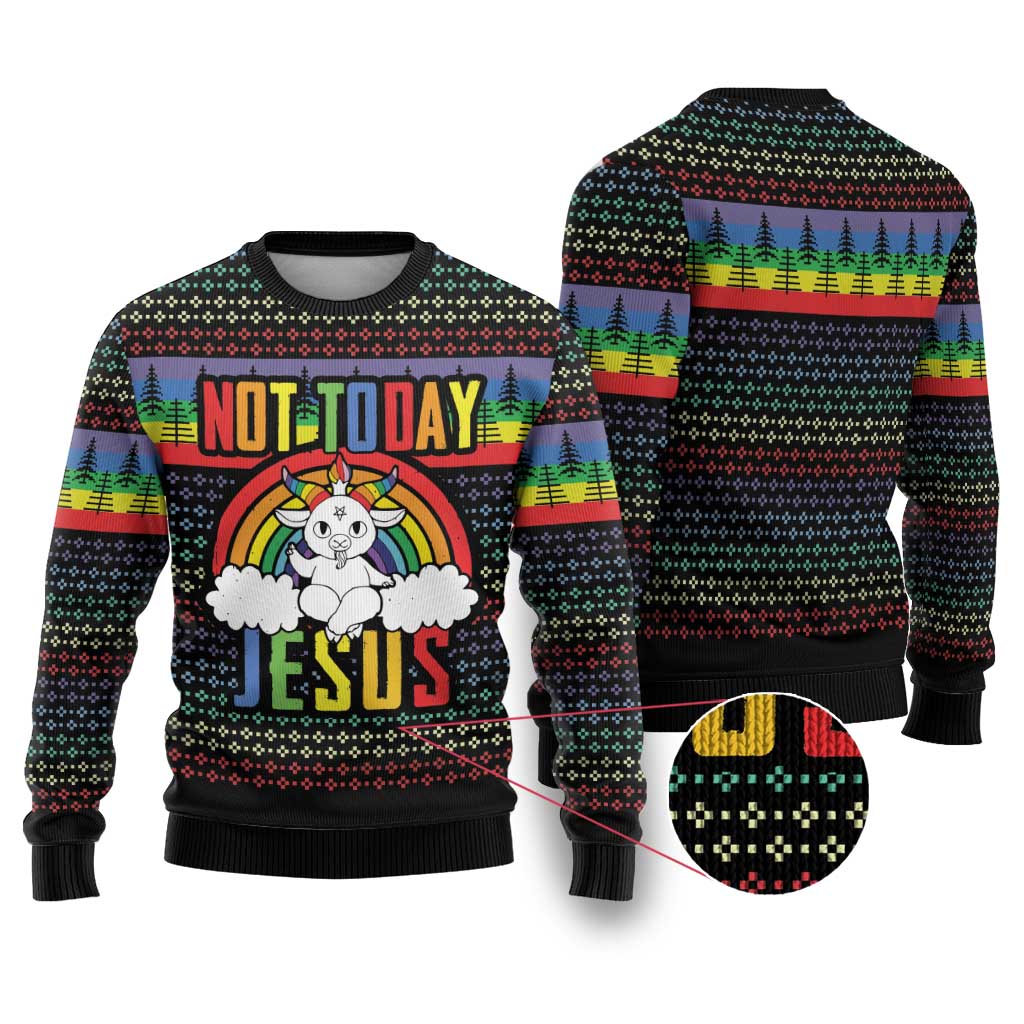 LGBT Not Today Jesus Ugly Christmas Sweater Rainbow Christmas DT04 - Wonder Print Shop