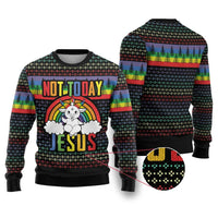 LGBT Not Today Jesus Ugly Christmas Sweater Rainbow Christmas DT04 - Wonder Print Shop