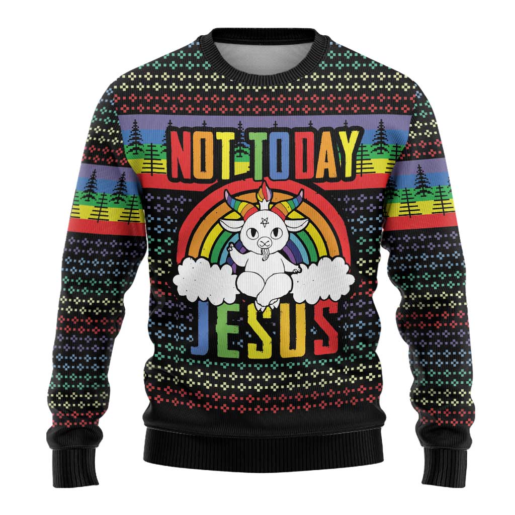 LGBT Not Today Jesus Ugly Christmas Sweater Rainbow Christmas DT04 - Wonder Print Shop