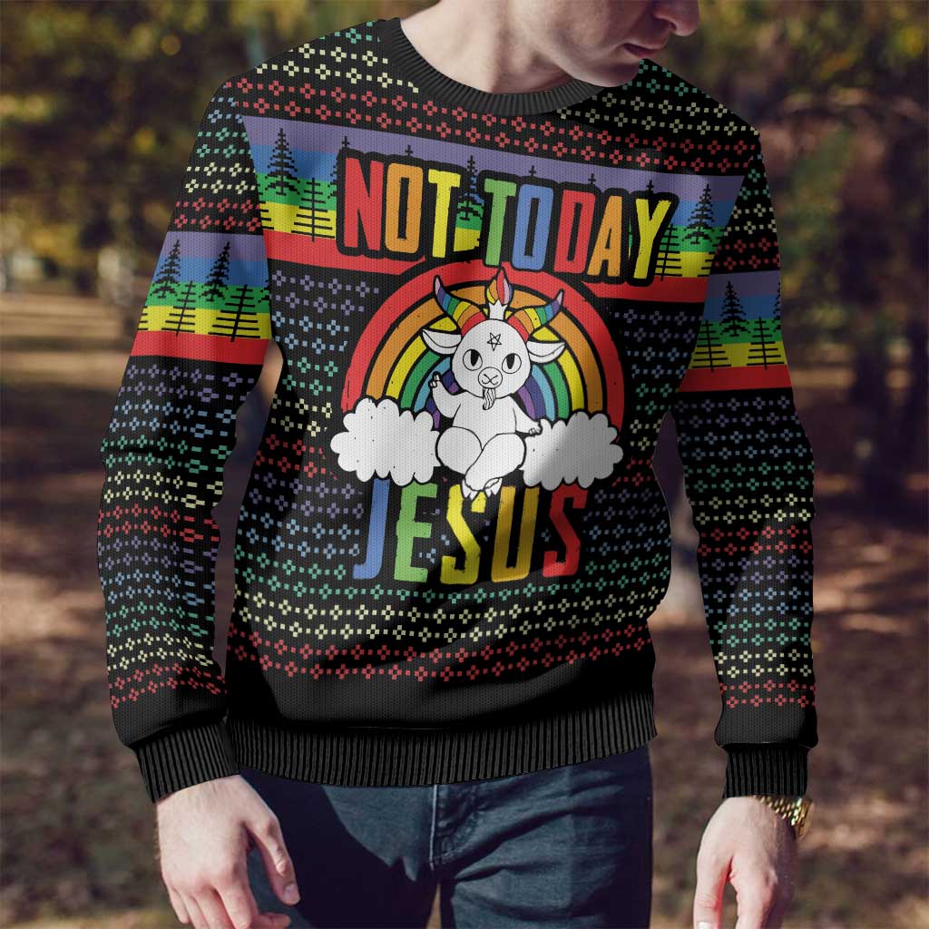 LGBT Not Today Jesus Ugly Christmas Sweater Rainbow Christmas DT04 - Wonder Print Shop