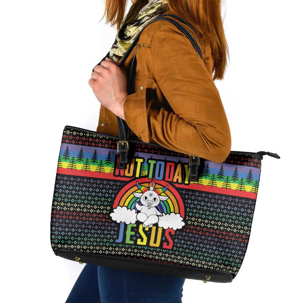 LGBT Not Today Jesus Leather Tote Bag Rainbow Christmas DT04 - Wonder Print Shop