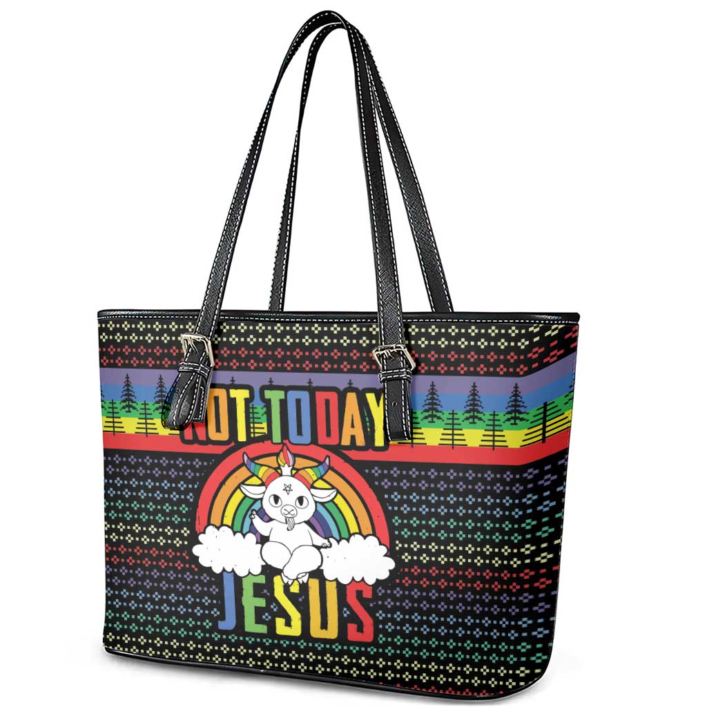 LGBT Not Today Jesus Leather Tote Bag Rainbow Christmas DT04 - Wonder Print Shop