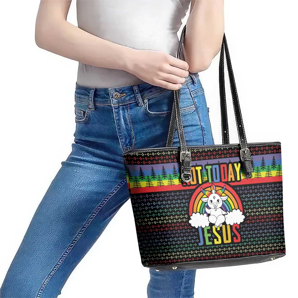 LGBT Not Today Jesus Leather Tote Bag Rainbow Christmas DT04 - Wonder Print Shop