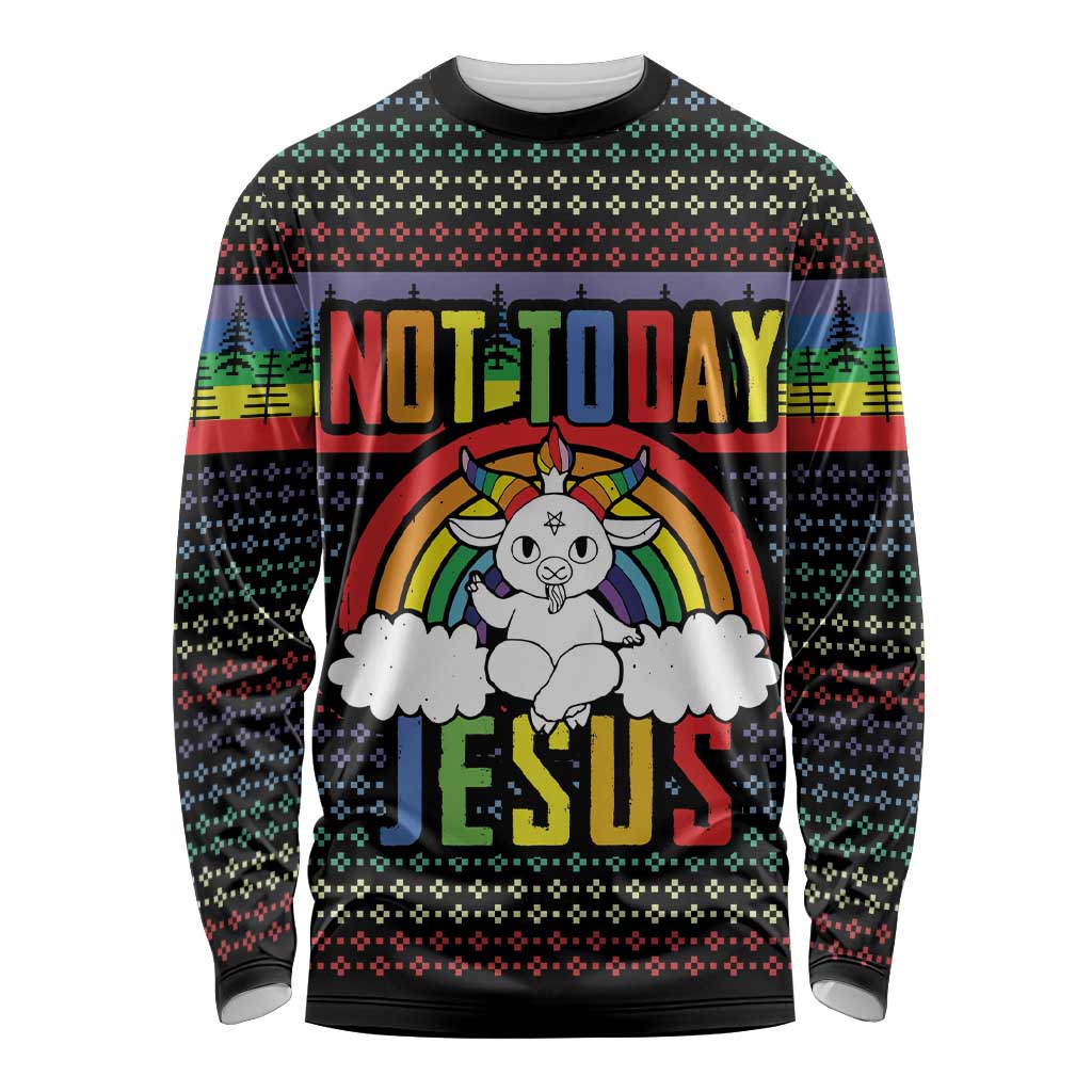 LGBT Not Today Jesus Long Sleeve Shirt Rainbow Christmas DT04 - Wonder Print Shop