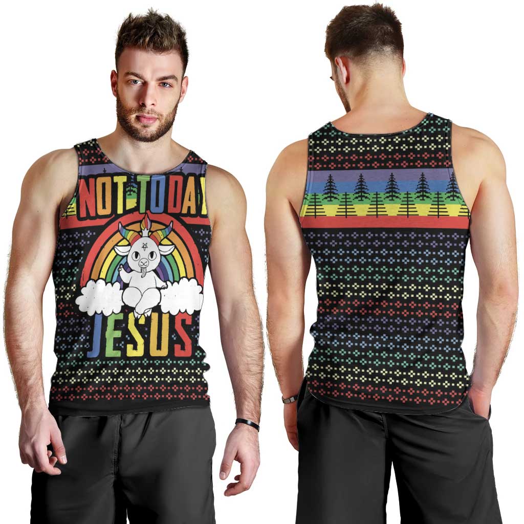 LGBT Not Today Jesus Men Tank Top Rainbow Christmas DT04 - Wonder Print Shop