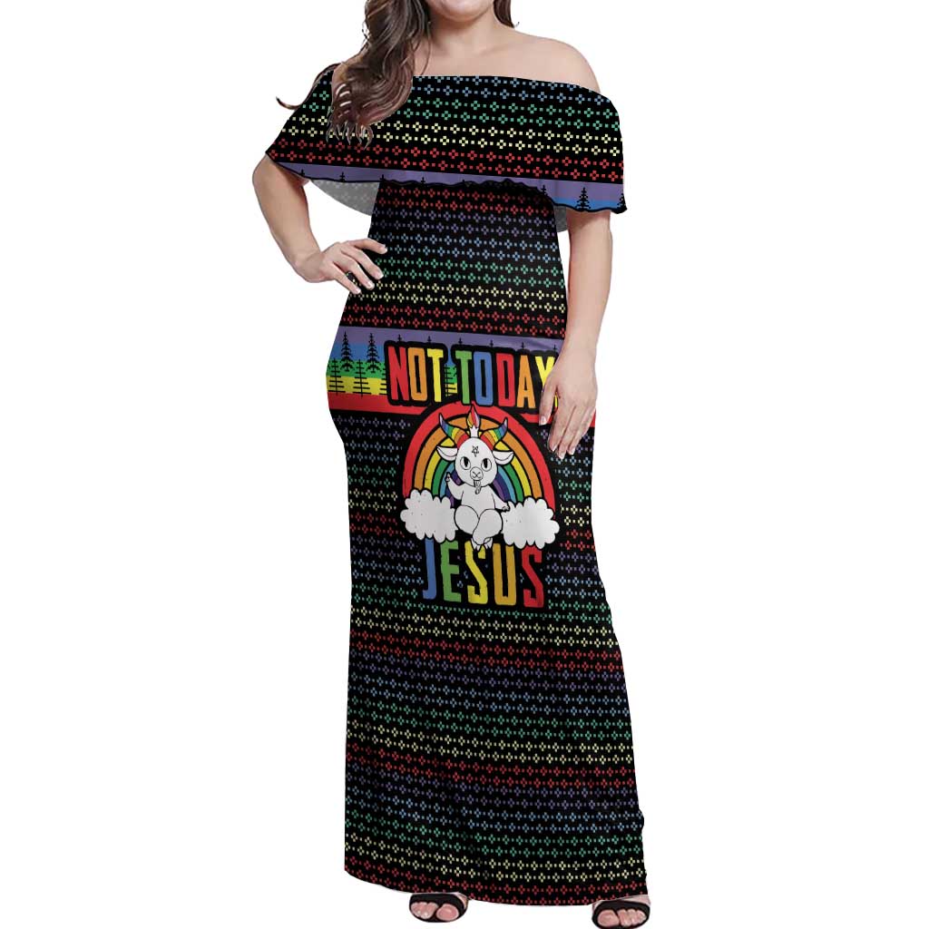 LGBT Not Today Jesus Off Shoulder Maxi Dress Rainbow Christmas DT04 - Wonder Print Shop
