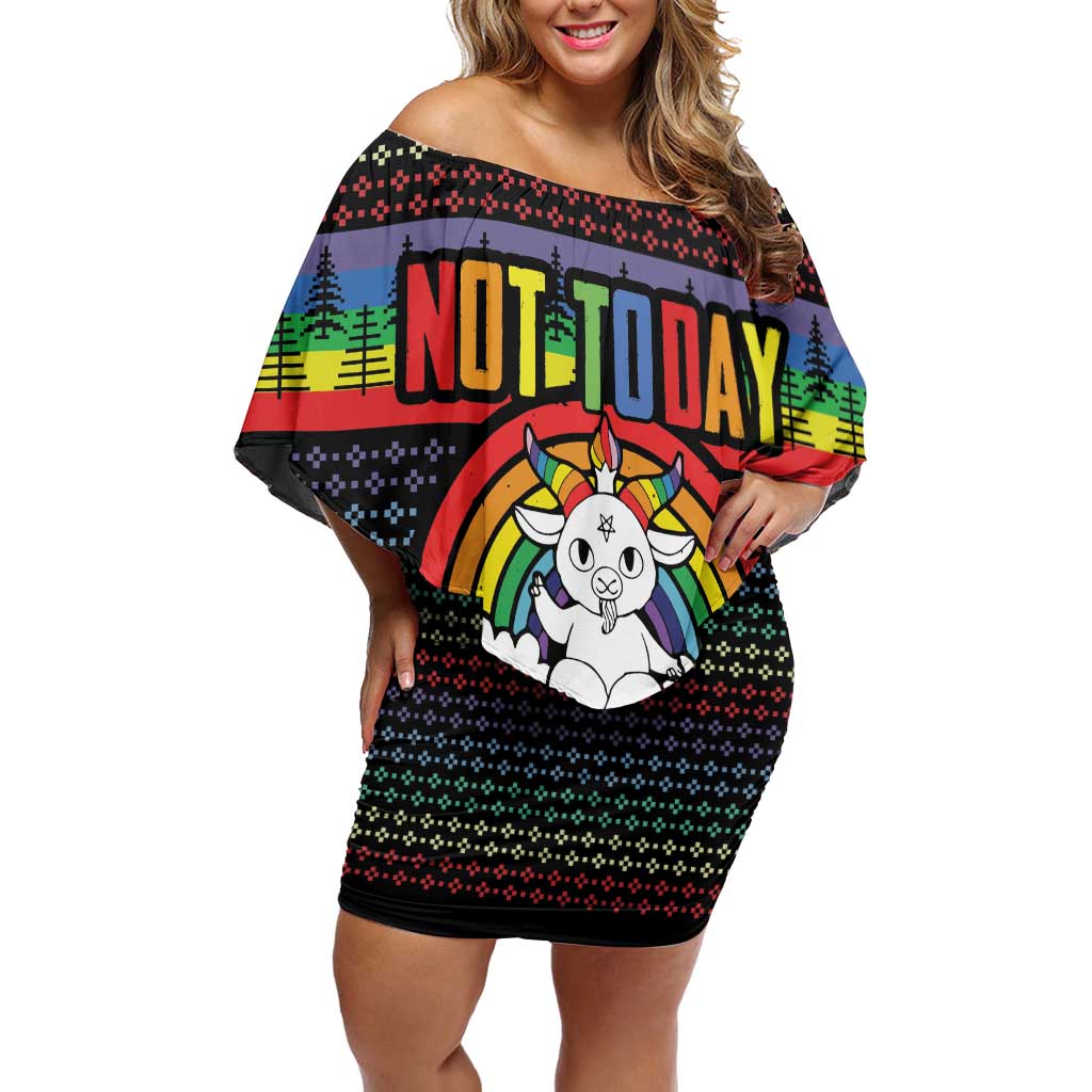 LGBT Not Today Jesus Off Shoulder Short Dress Rainbow Christmas DT04 - Wonder Print Shop