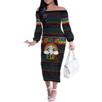 LGBT Not Today Jesus Off The Shoulder Long Sleeve Dress Rainbow Christmas DT04 - Wonder Print Shop