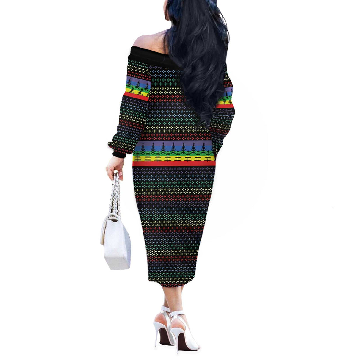 LGBT Not Today Jesus Off The Shoulder Long Sleeve Dress Rainbow Christmas DT04 - Wonder Print Shop