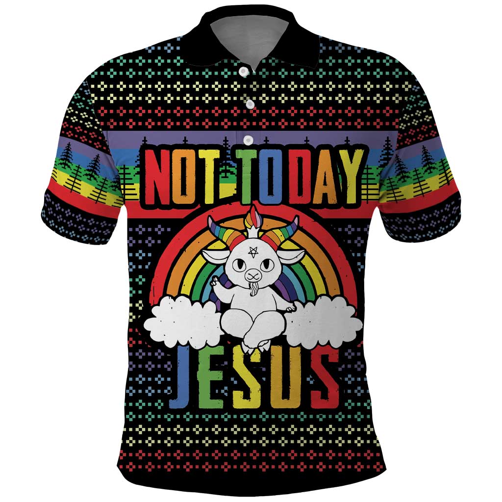 LGBT Not Today Jesus Polo Shirt Rainbow Christmas DT04 - Wonder Print Shop