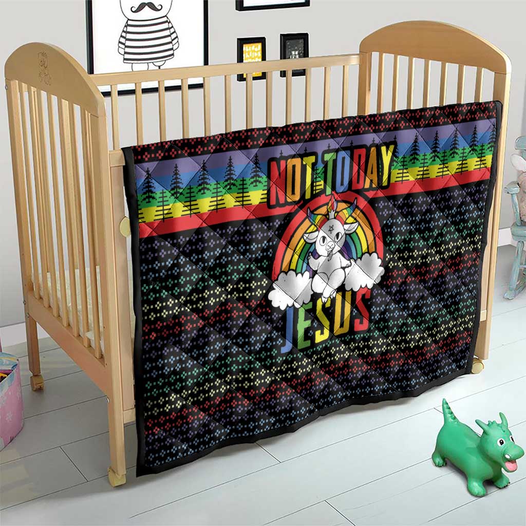 LGBT Not Today Jesus Quilt Rainbow Christmas DT04 - Wonder Print Shop
