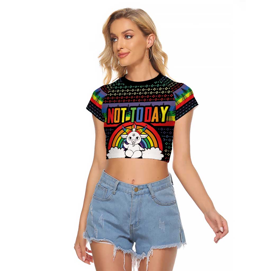 LGBT Not Today Jesus Raglan Cropped T Shirt Rainbow Christmas DT04 - Wonder Print Shop