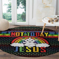 LGBT Not Today Jesus Round Carpet Rainbow Christmas