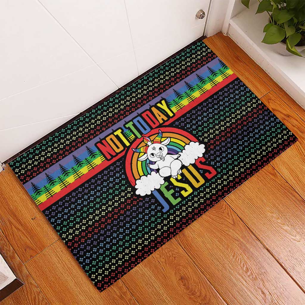 LGBT Not Today Jesus Rubber Doormat Rainbow Christmas DT04 - Wonder Print Shop