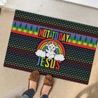 LGBT Not Today Jesus Rubber Doormat Rainbow Christmas DT04 - Wonder Print Shop