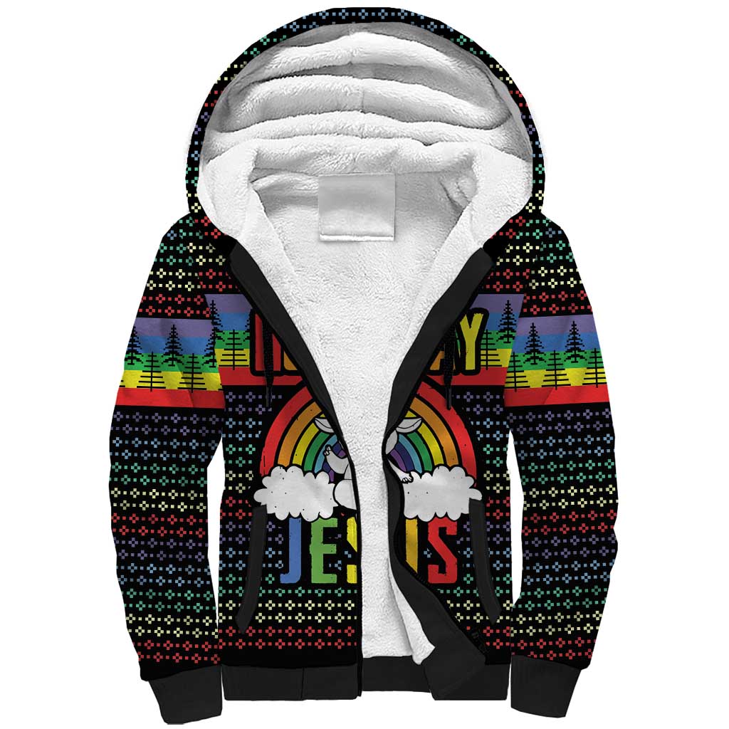 LGBT Not Today Jesus Sherpa Hoodie Rainbow Christmas DT04 - Wonder Print Shop