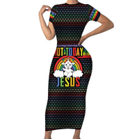 LGBT Not Today Jesus Short Sleeve Bodycon Dress Rainbow Christmas DT04 - Wonder Print Shop