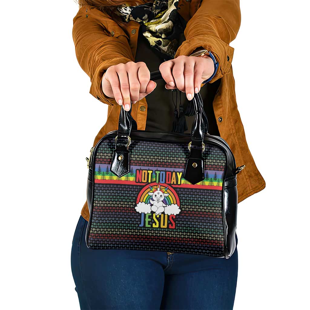 LGBT Not Today Jesus Shoulder Handbag Rainbow Christmas