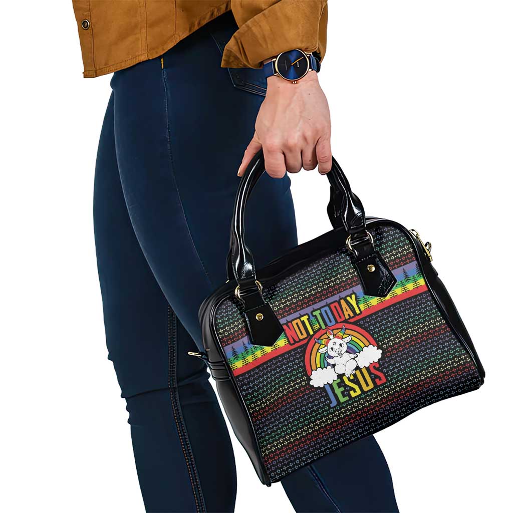 LGBT Not Today Jesus Shoulder Handbag Rainbow Christmas