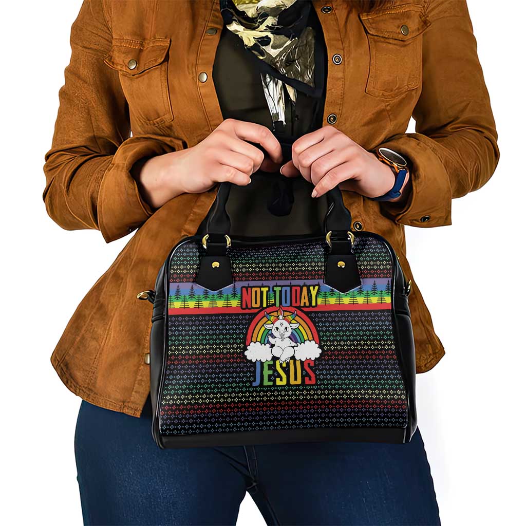 LGBT Not Today Jesus Shoulder Handbag Rainbow Christmas
