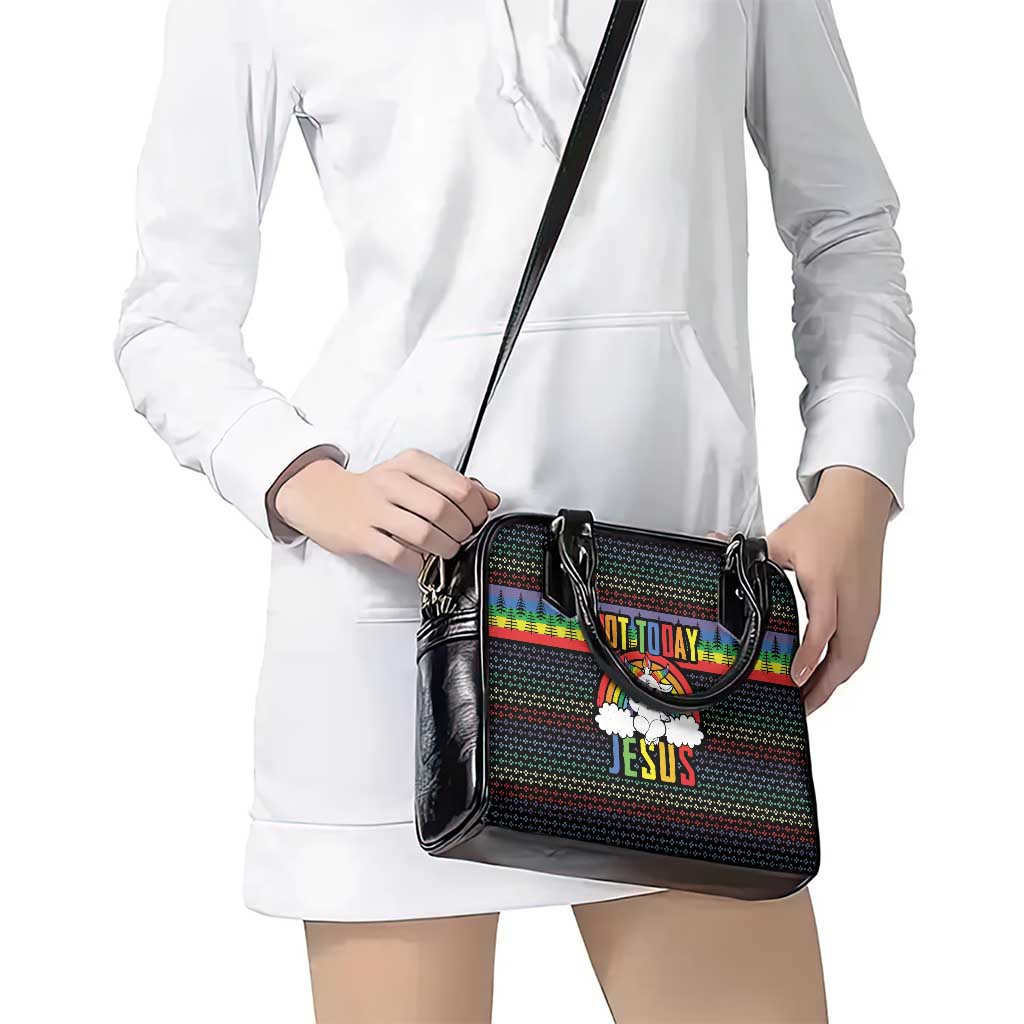 LGBT Not Today Jesus Shoulder Handbag Rainbow Christmas
