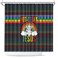 LGBT Not Today Jesus Shower Curtain Rainbow Christmas