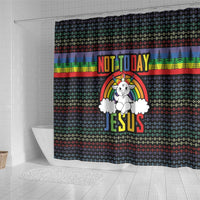 LGBT Not Today Jesus Shower Curtain Rainbow Christmas
