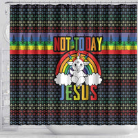 LGBT Not Today Jesus Shower Curtain Rainbow Christmas