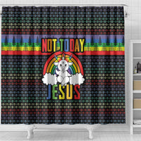 LGBT Not Today Jesus Shower Curtain Rainbow Christmas