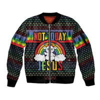 LGBT Not Today Jesus Sleeve Zip Bomber Jacket Rainbow Christmas DT04 - Wonder Print Shop