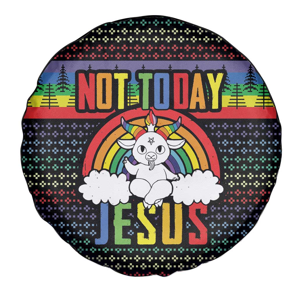 LGBT Not Today Jesus Spare Tire Cover Rainbow Christmas DT04 - Wonder Print Shop