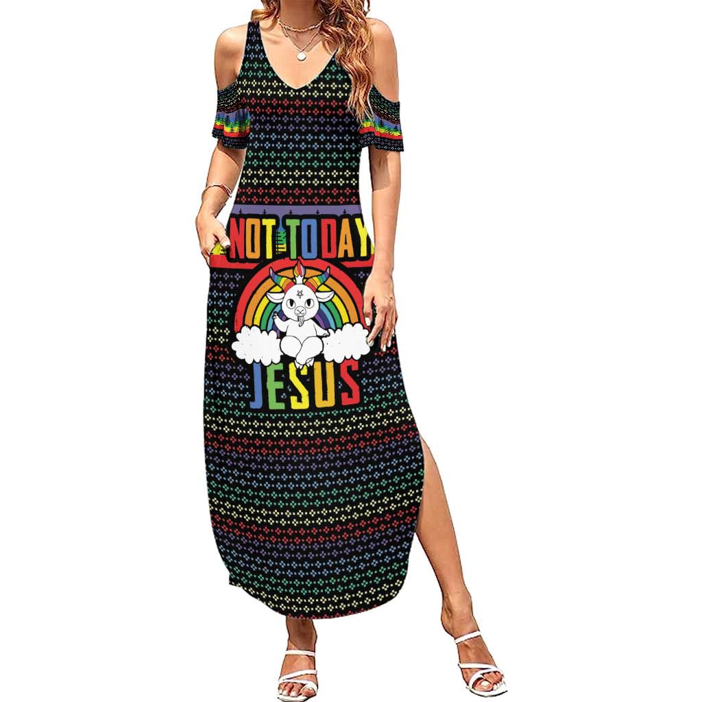 LGBT Not Today Jesus Summer Maxi Dress Rainbow Christmas DT04 - Wonder Print Shop