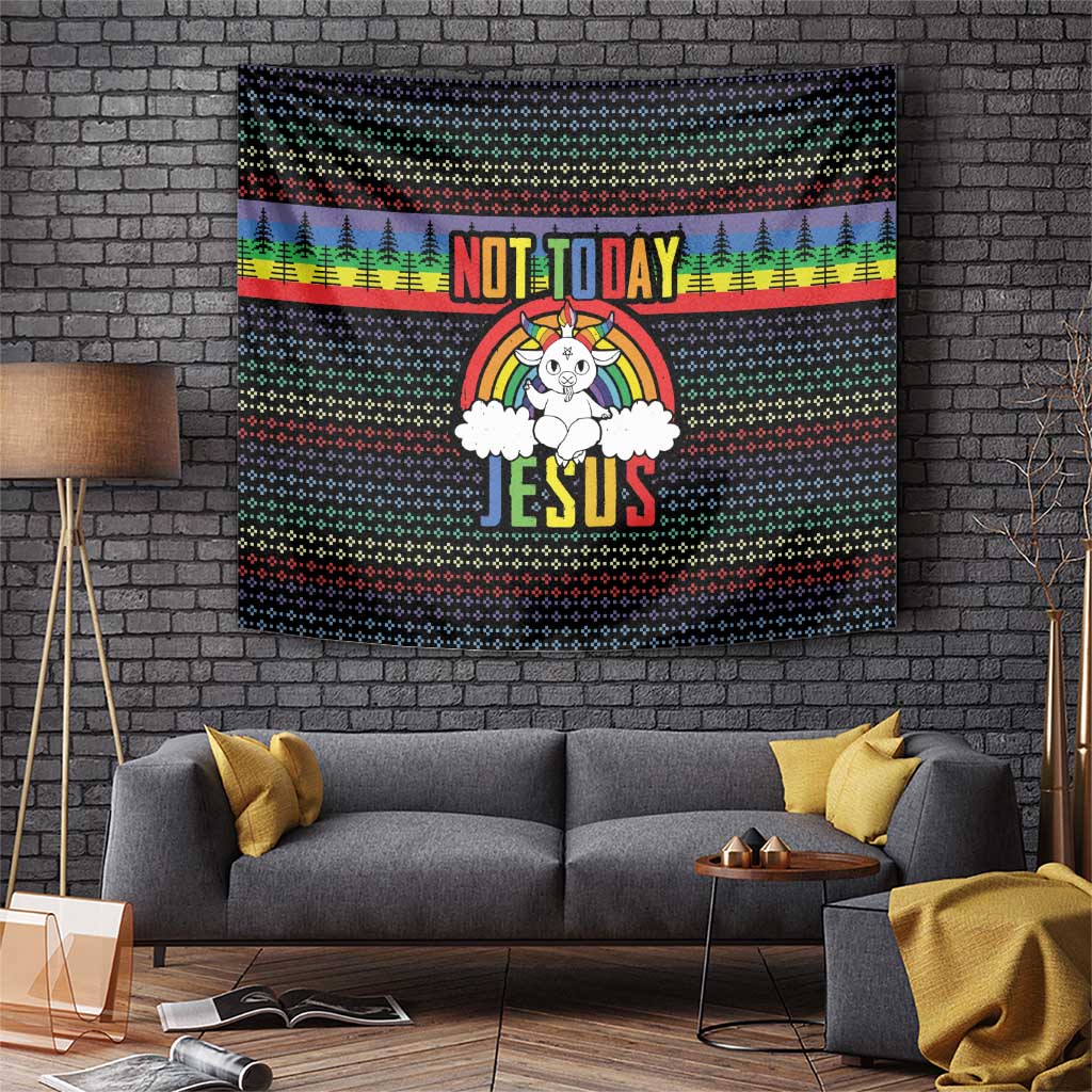 LGBT Not Today Jesus Tapestry Rainbow Christmas DT04 - Wonder Print Shop