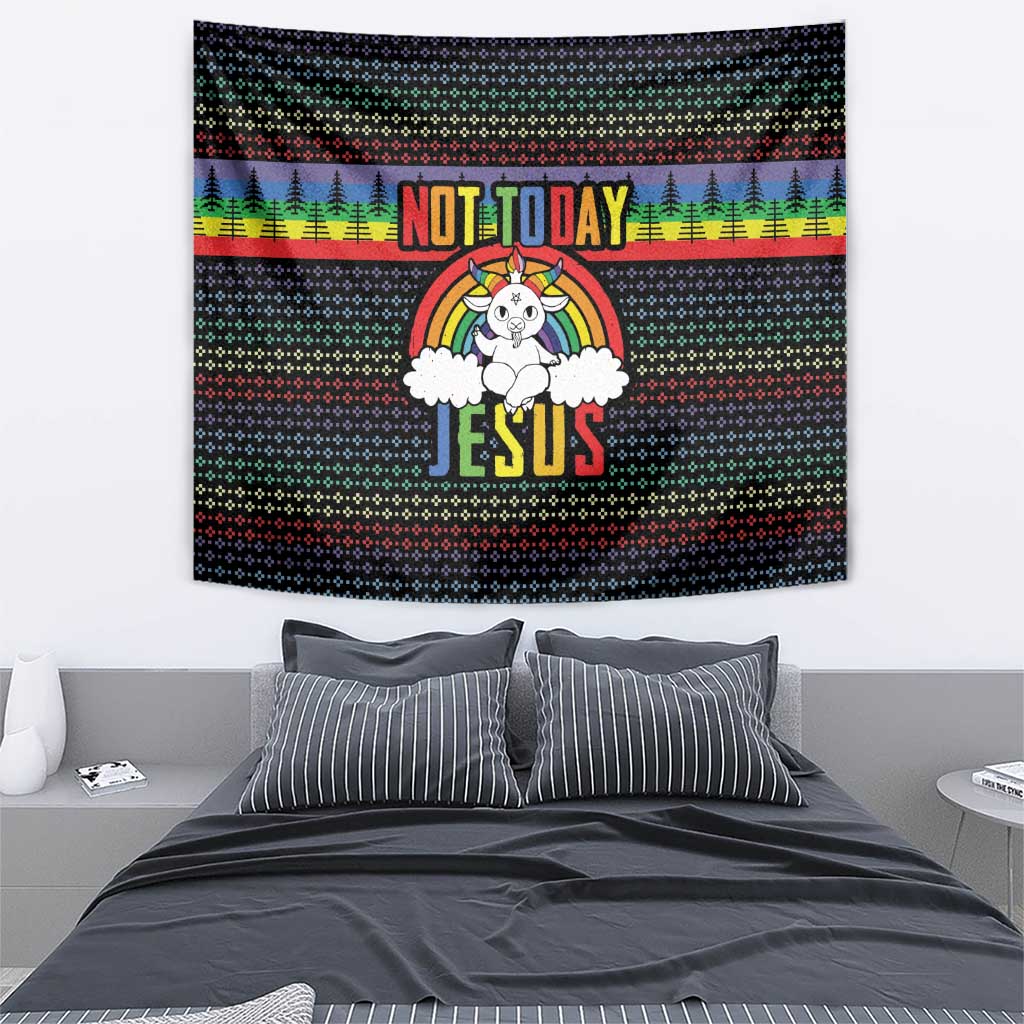 LGBT Not Today Jesus Tapestry Rainbow Christmas DT04 - Wonder Print Shop