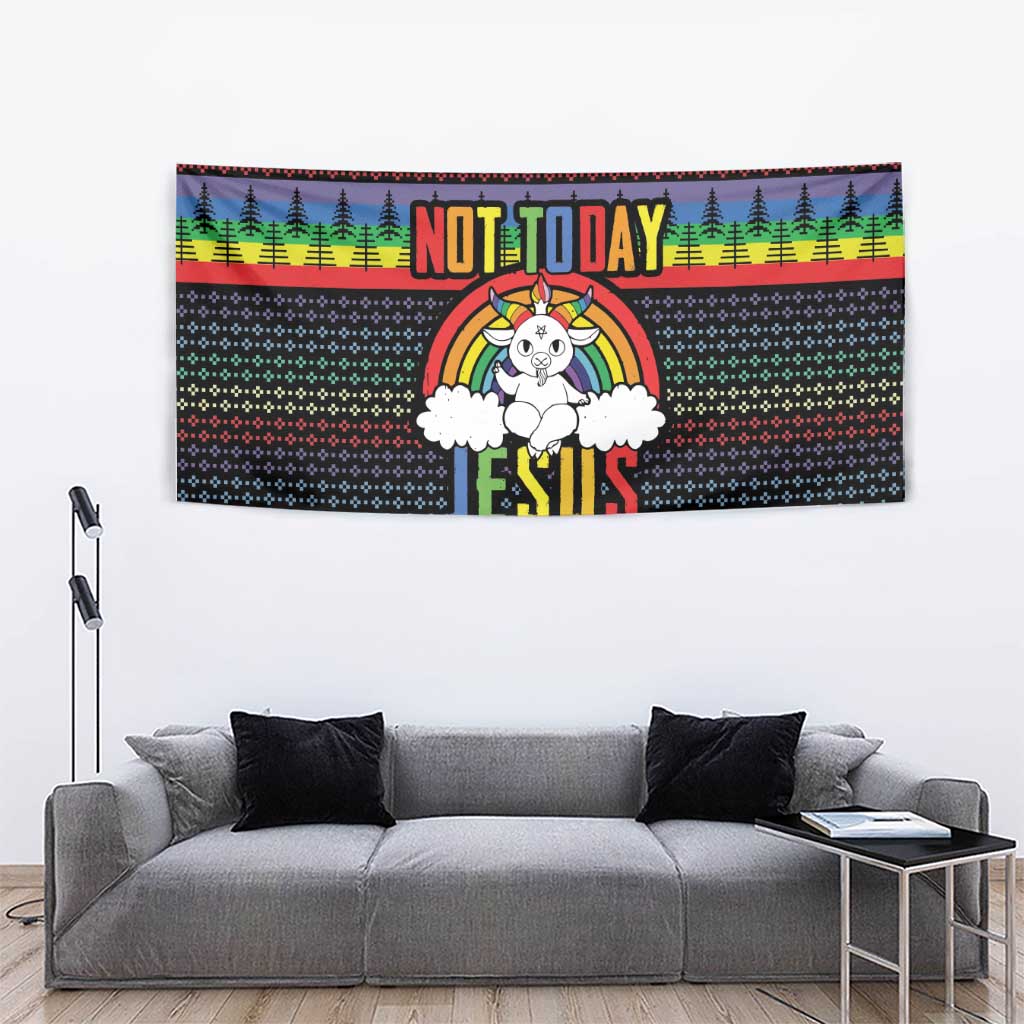 LGBT Not Today Jesus Tapestry Rainbow Christmas DT04 - Wonder Print Shop