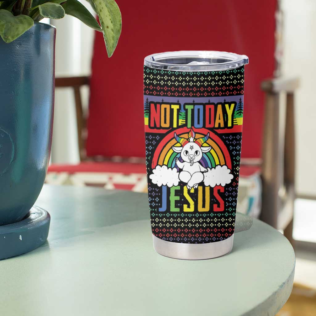 LGBT Not Today Jesus Tumbler Cup Rainbow Christmas DT04 - Wonder Print Shop