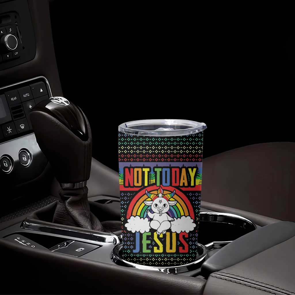 LGBT Not Today Jesus Tumbler Cup Rainbow Christmas DT04 - Wonder Print Shop