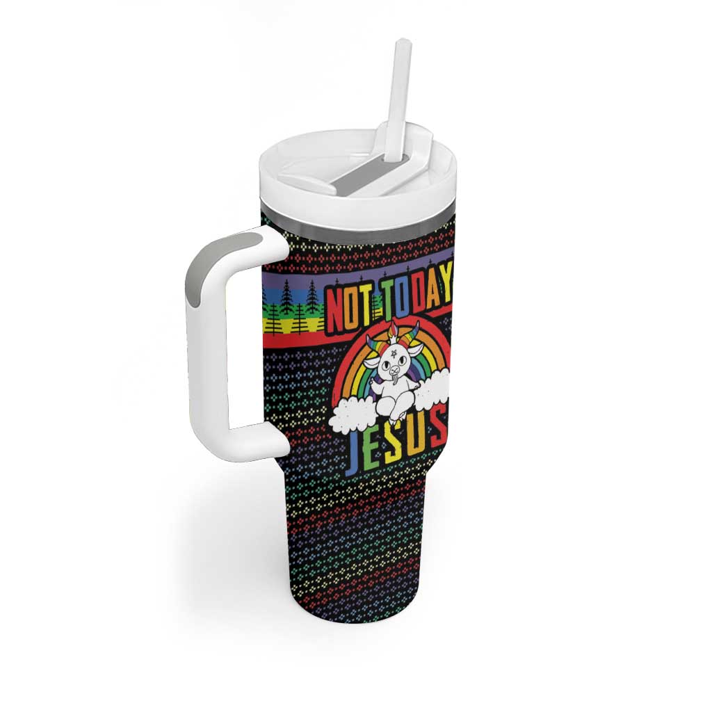 LGBT Not Today Jesus Tumbler With Handle Rainbow Christmas DT04 - Wonder Print Shop