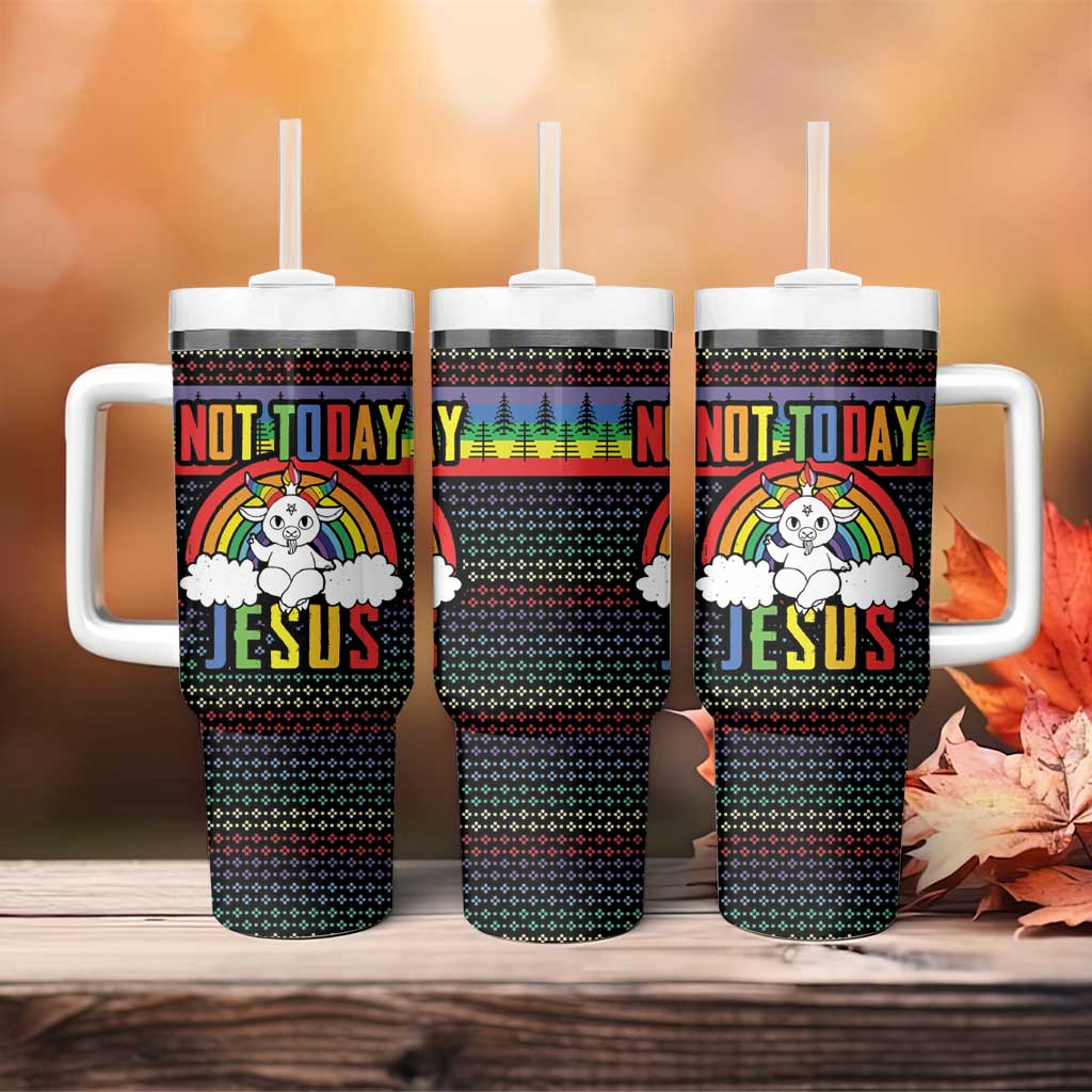 LGBT Not Today Jesus Tumbler With Handle Rainbow Christmas DT04 - Wonder Print Shop