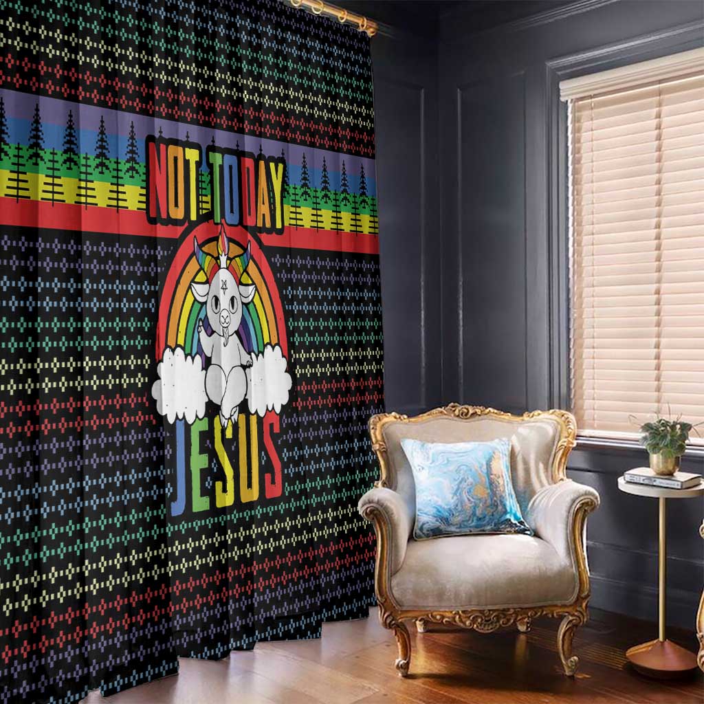 LGBT Not Today Jesus Window Curtain Rainbow Christmas DT04 - Wonder Print Shop