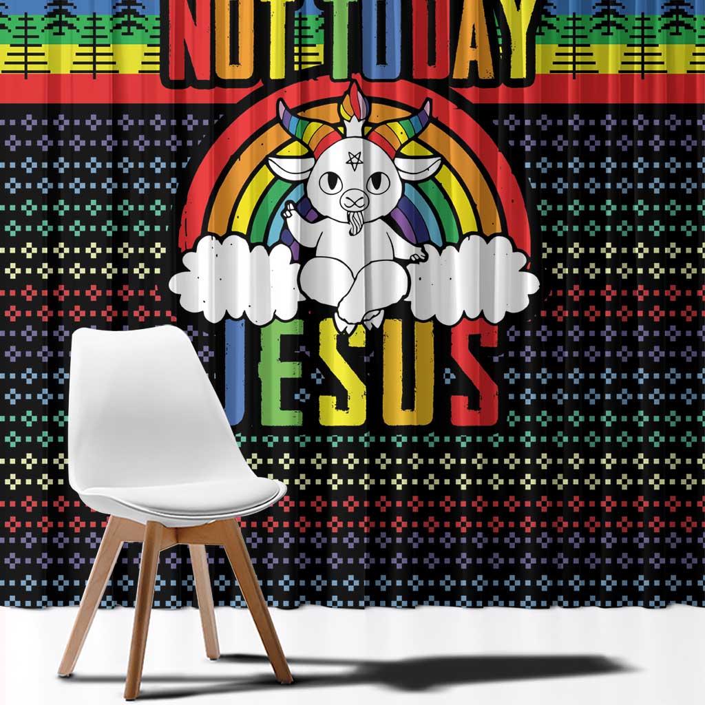 LGBT Not Today Jesus Window Curtain Rainbow Christmas DT04 - Wonder Print Shop