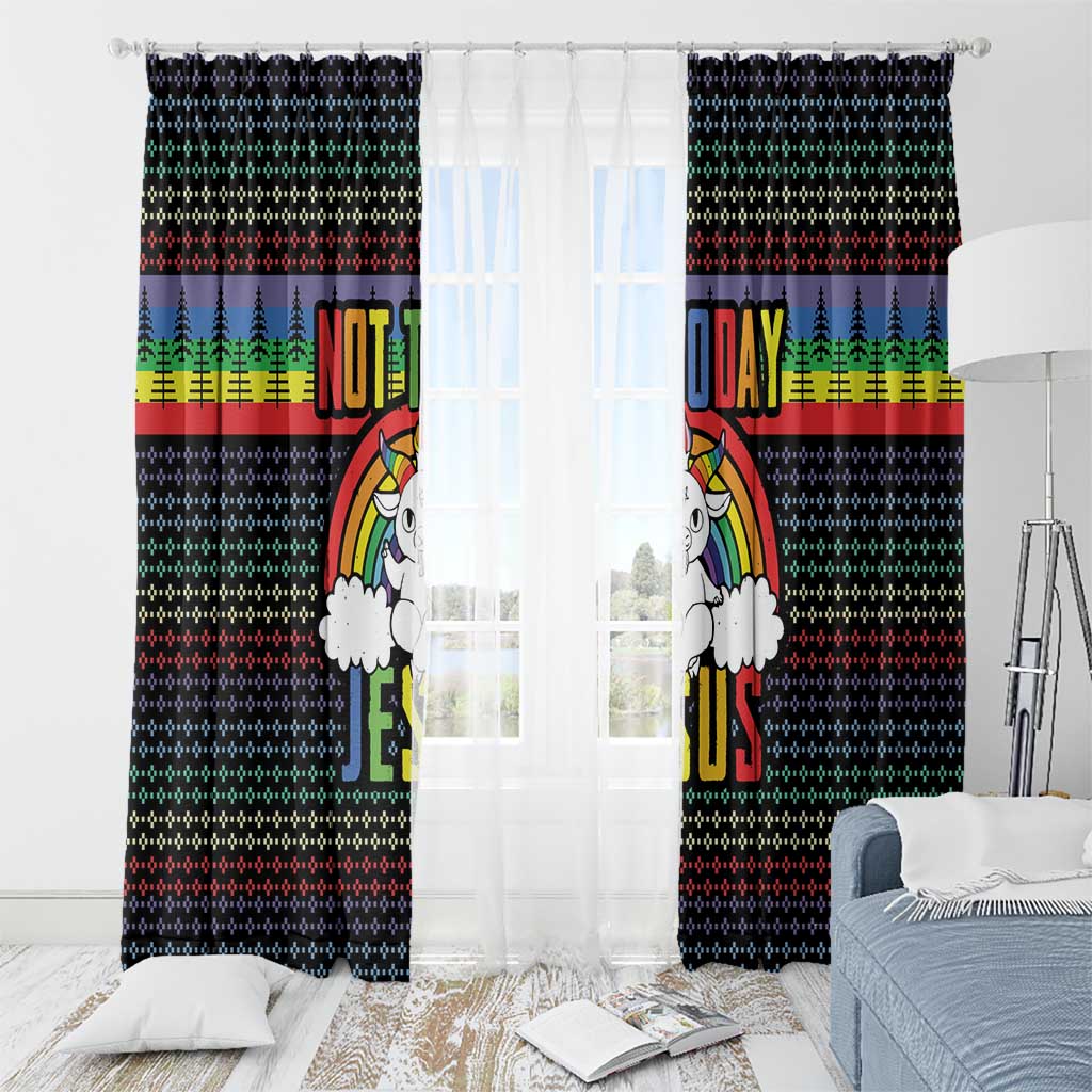 LGBT Not Today Jesus Window Curtain Rainbow Christmas DT04 - Wonder Print Shop