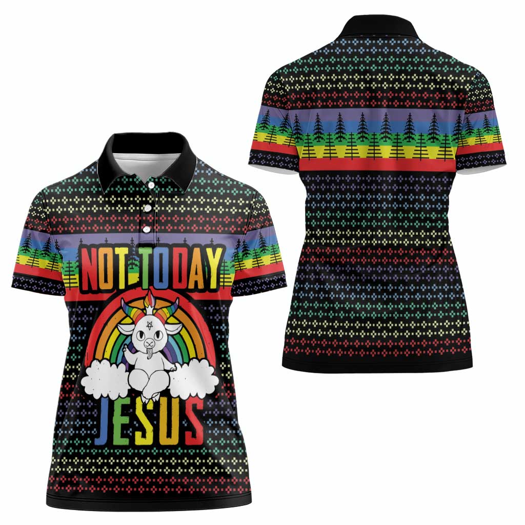 LGBT Not Today Jesus Women Polo Shirt Rainbow Christmas DT04 - Wonder Print Shop