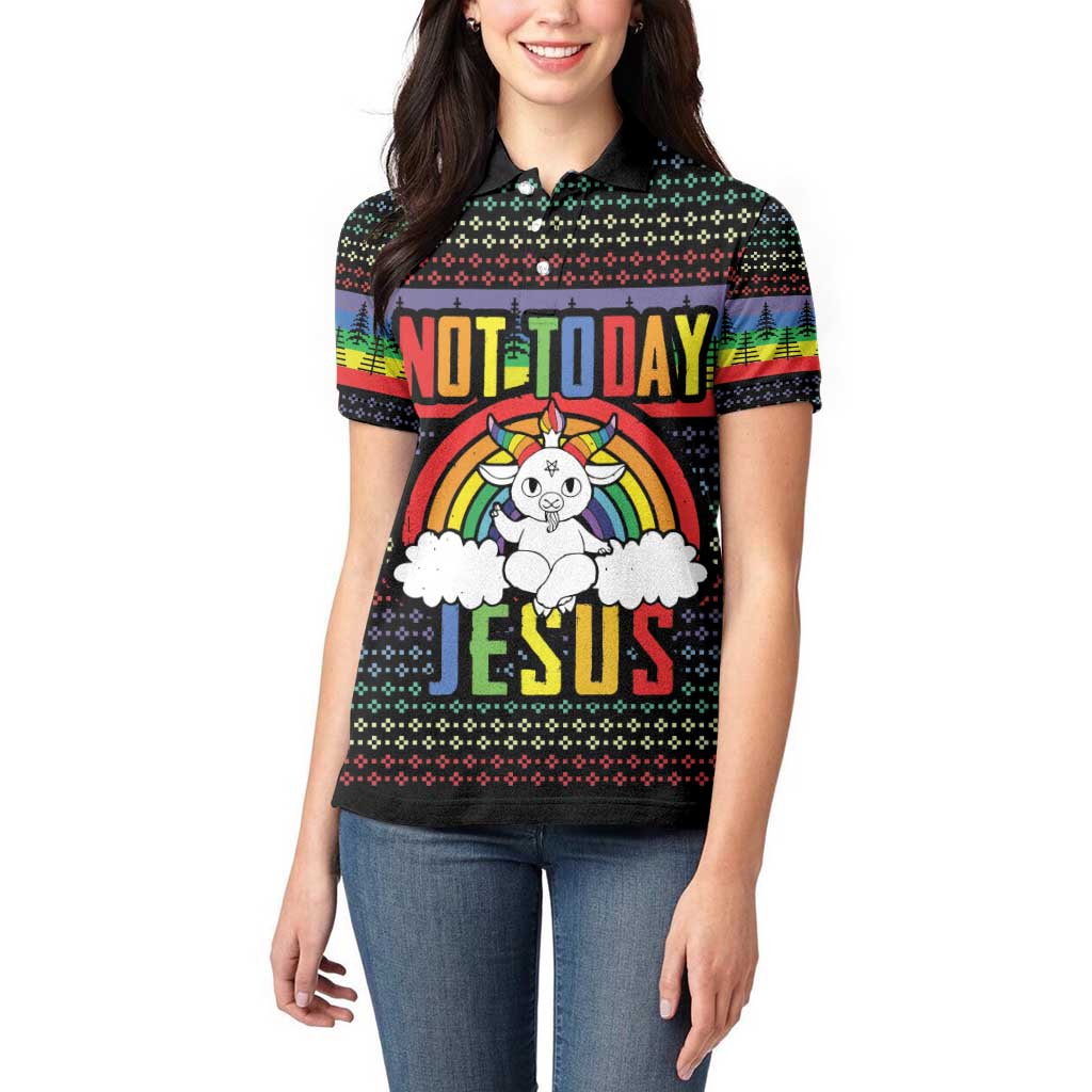LGBT Not Today Jesus Women Polo Shirt Rainbow Christmas DT04 - Wonder Print Shop